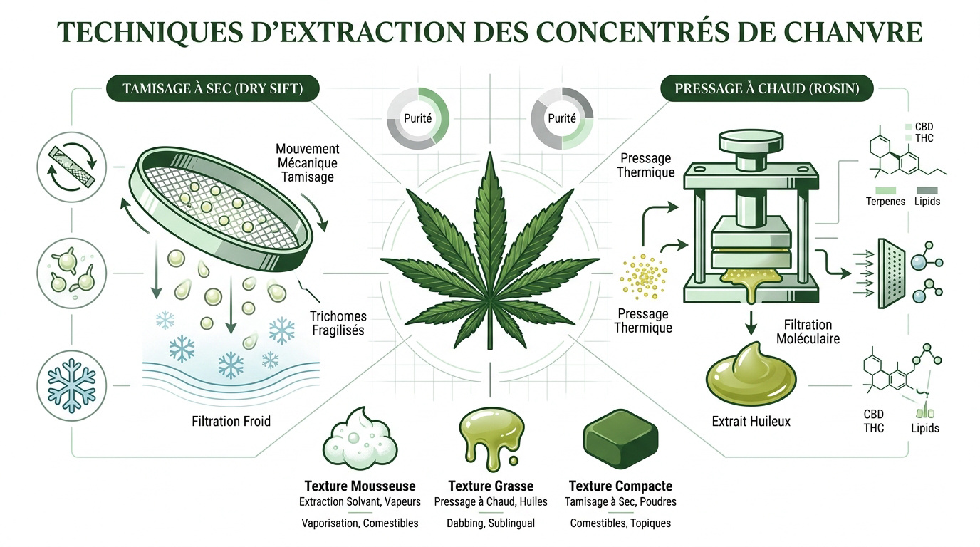 Techniques d'extraction des trichomes de chanvre pour résine CBD