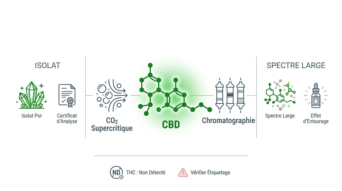 Comparaison entre l'isolat de CBD et le CBD spectre large pour garantir l'absence de THC