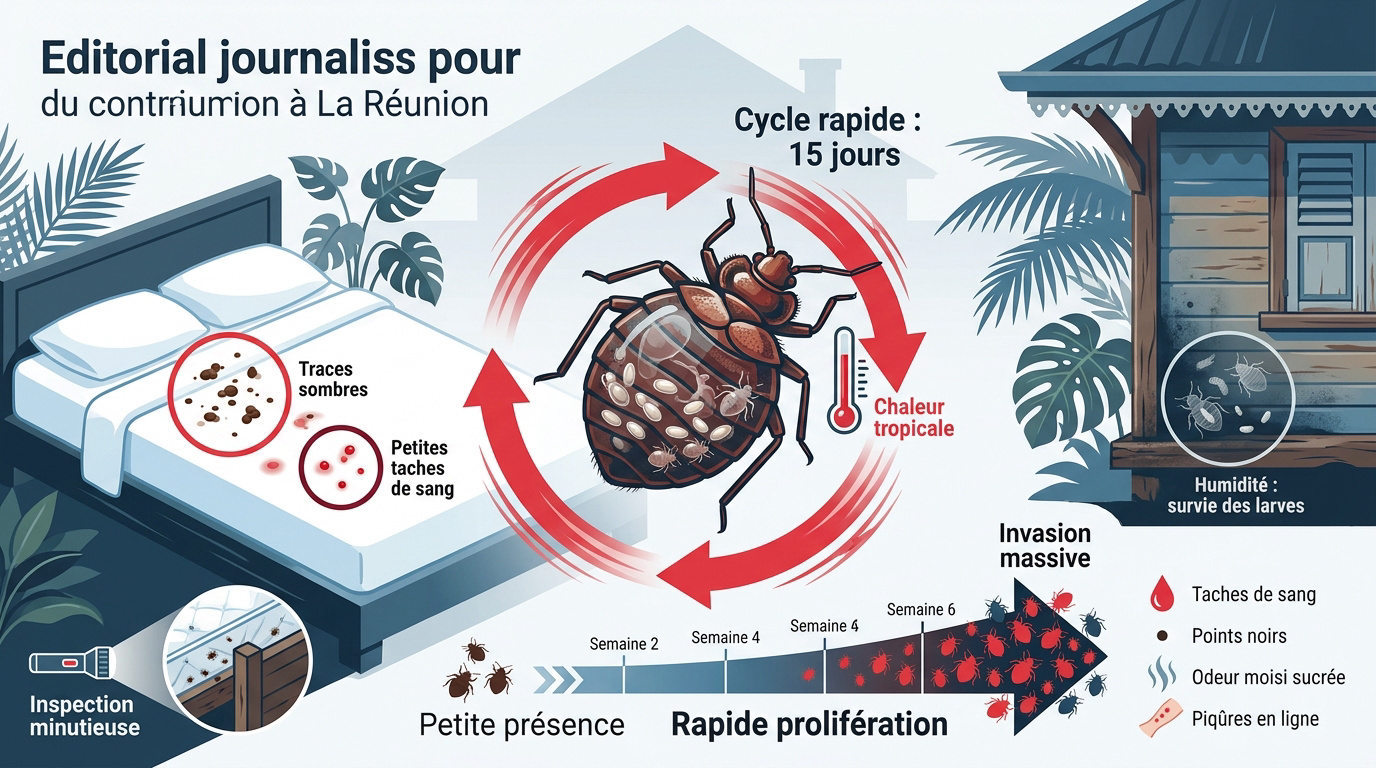 Cycle de reproduction rapide des punaises de lit en milieu tropical à la Réunion