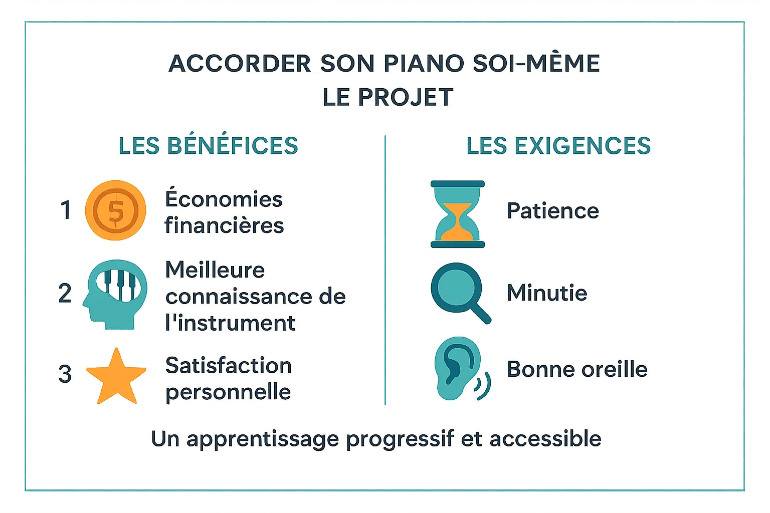 Illustration d'un piano et d'outils d'accordage