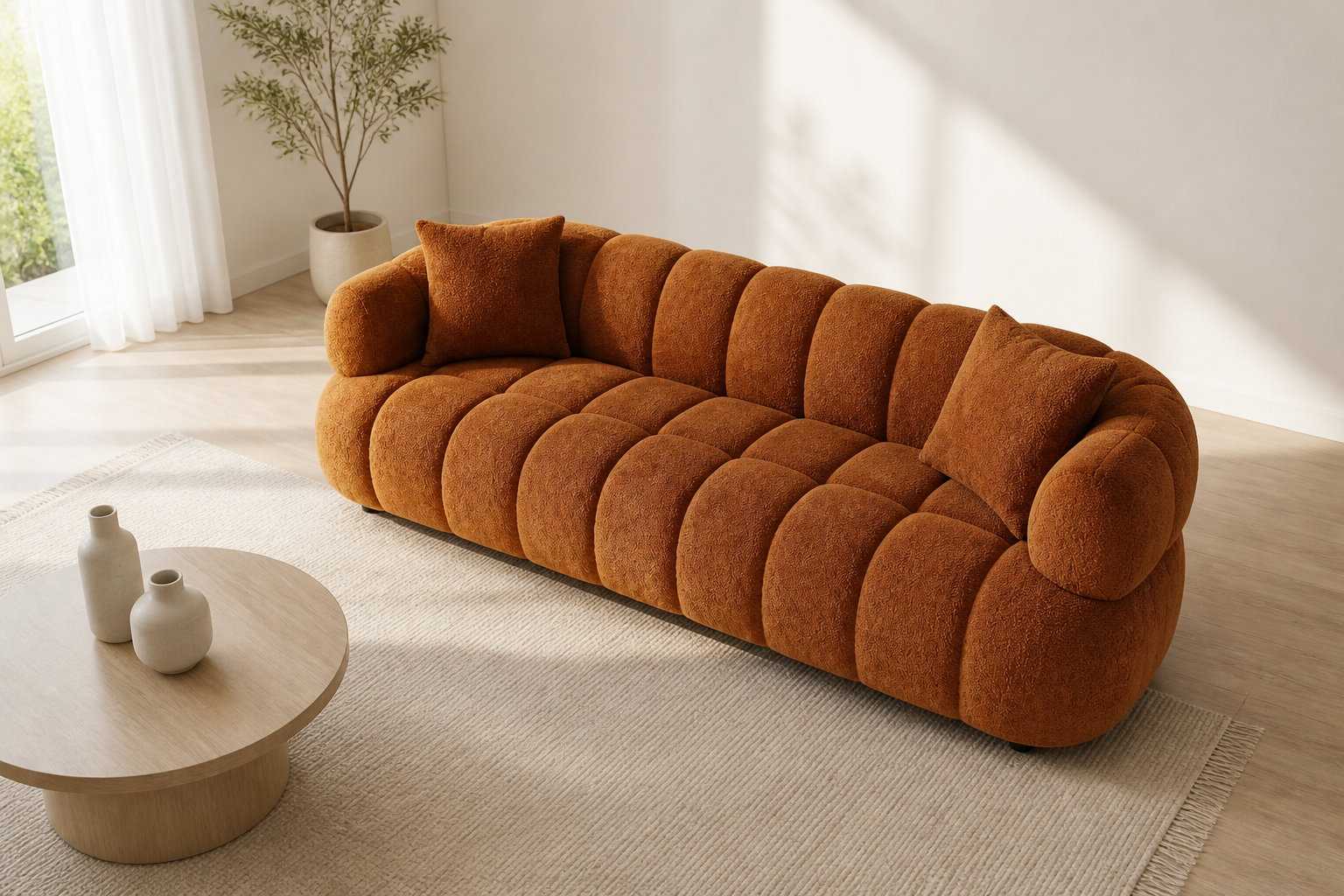 Canapé Nuage Arrondi 3 Places Terracotta - COLIANI