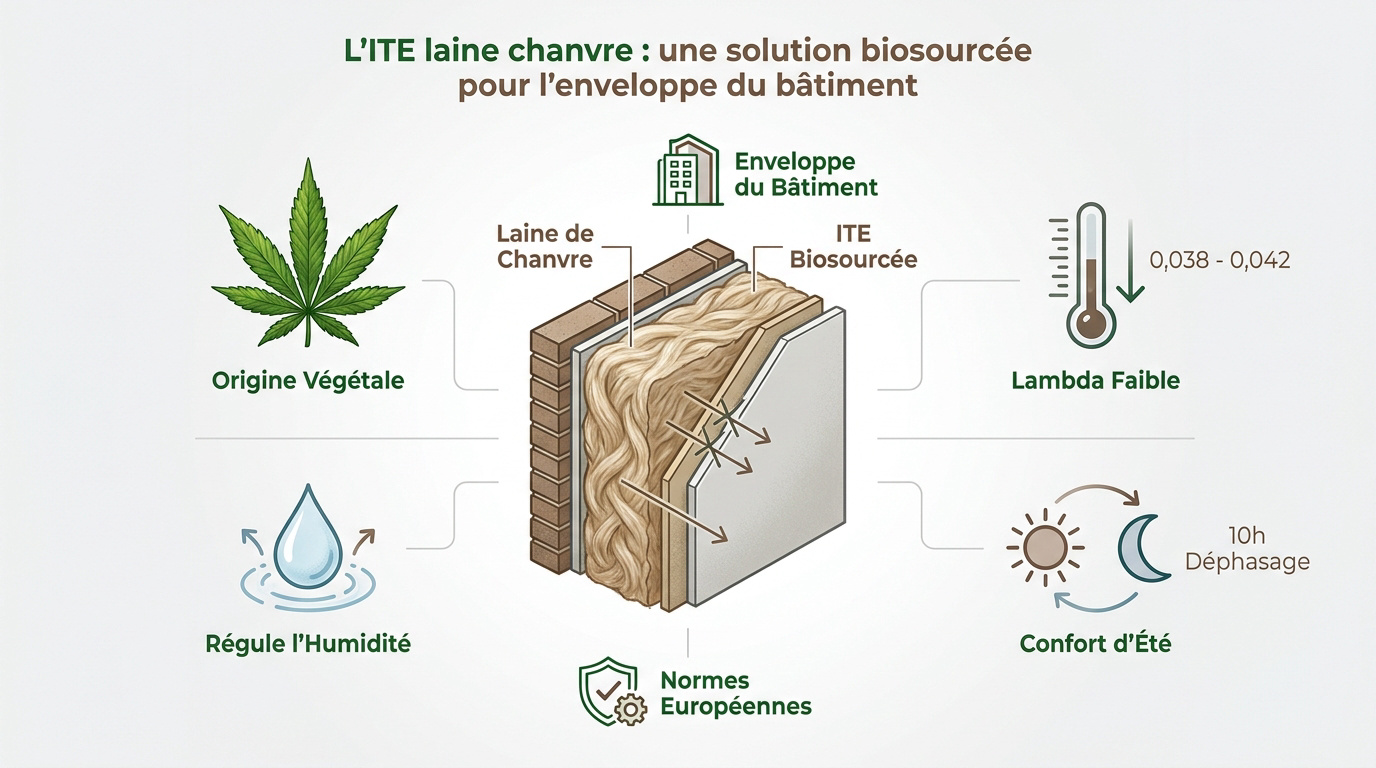 Panneaux isolants en laine de chanvre pour isolation thermique par l'extérieur