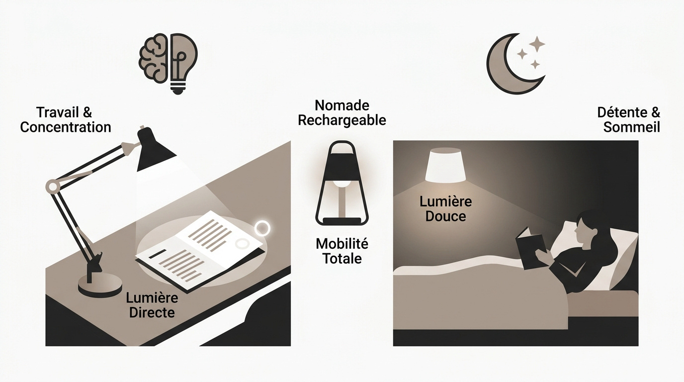 Lampe de bureau articulée et éclairage nomade pour un intérieur moderne
