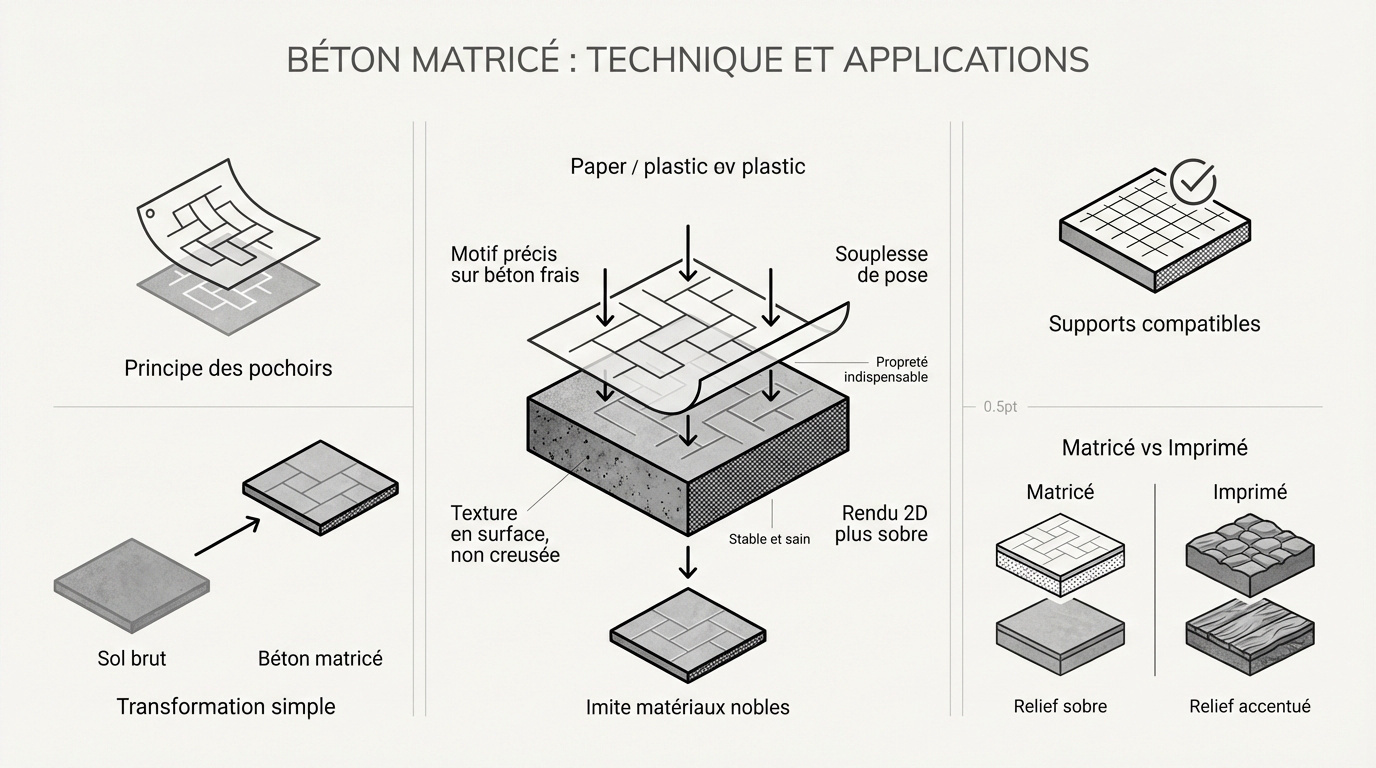 Pose de matrice sur béton matricé