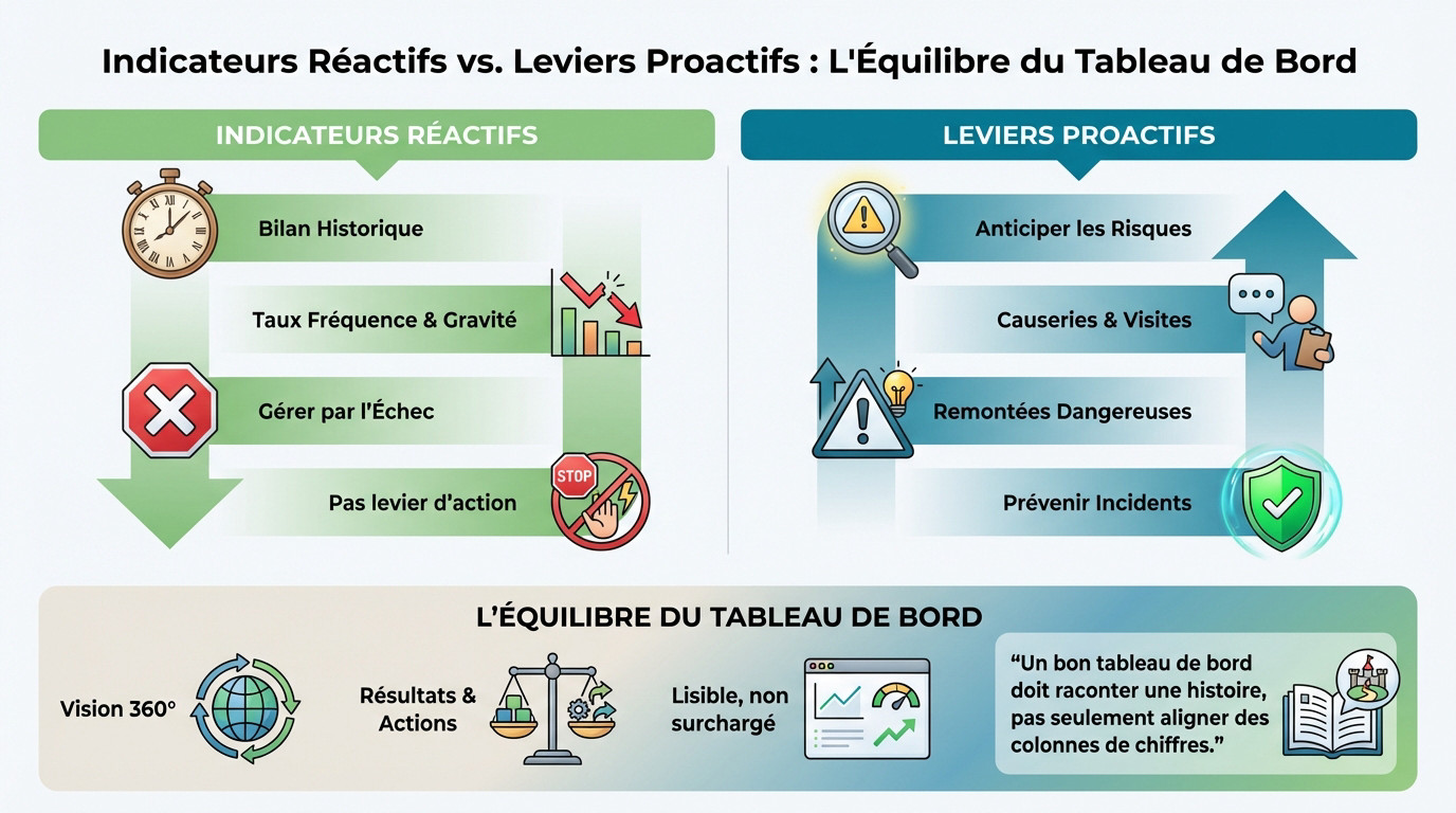 Tableau de bord équilibré entre indicateurs de sinistralité et leviers proactifs pour la sécurité MASE