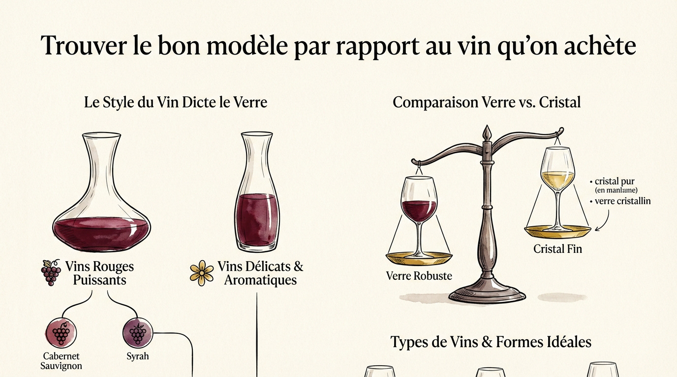 Différents modèles de carafes adaptés aux différents types de vins