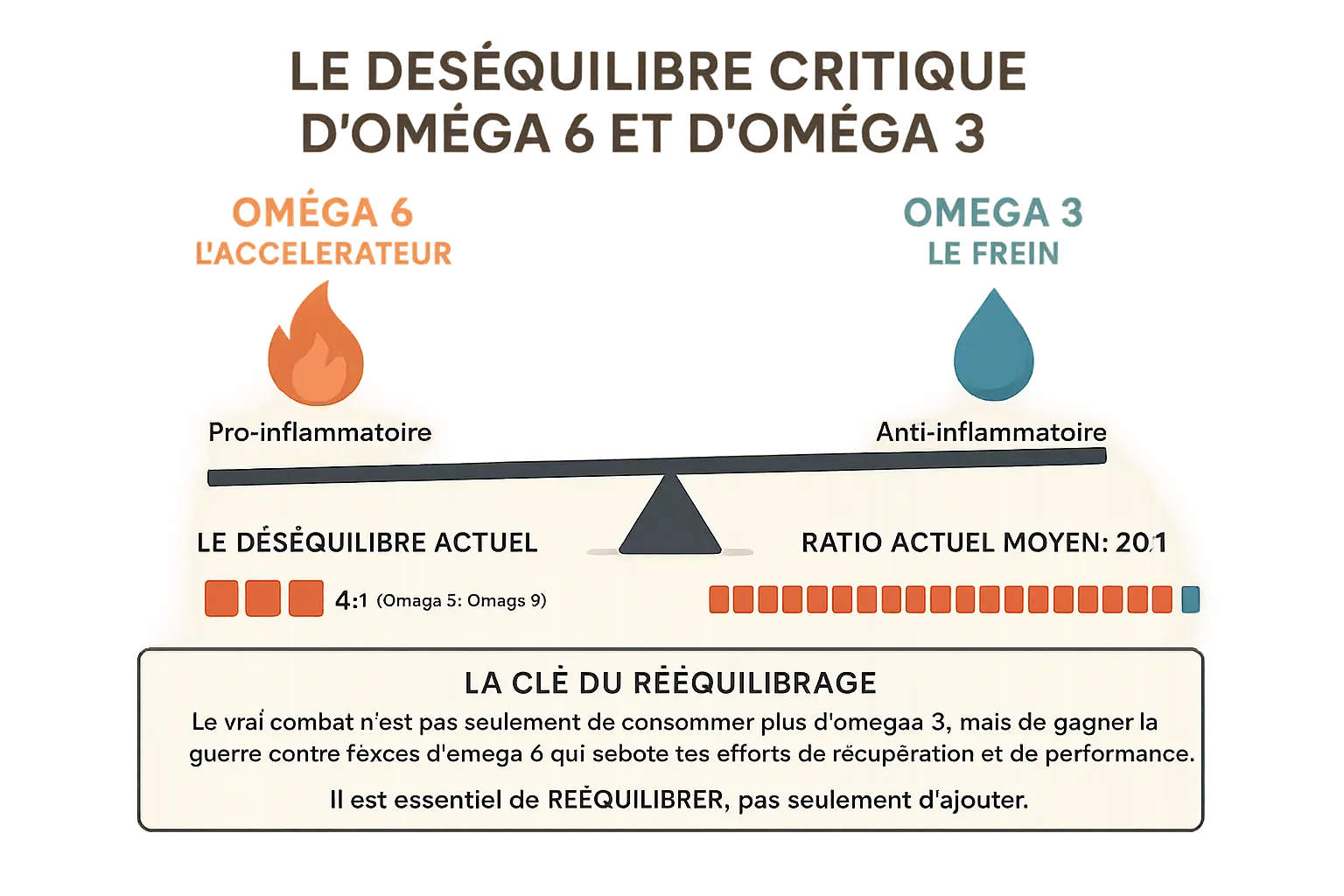 Infographie sur le déséquilibre entre oméga-6 et oméga-3