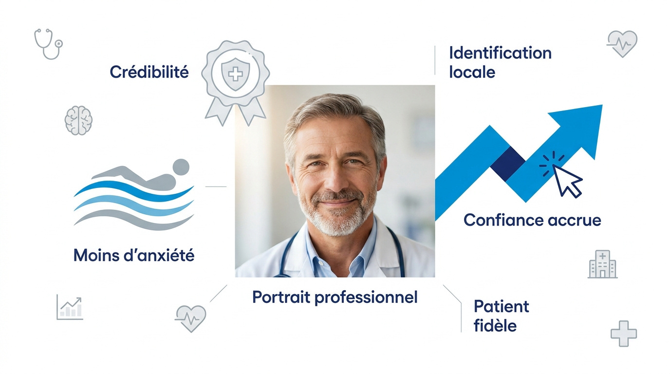 Portrait médical professionnel à Lyon pour profil Doctolib