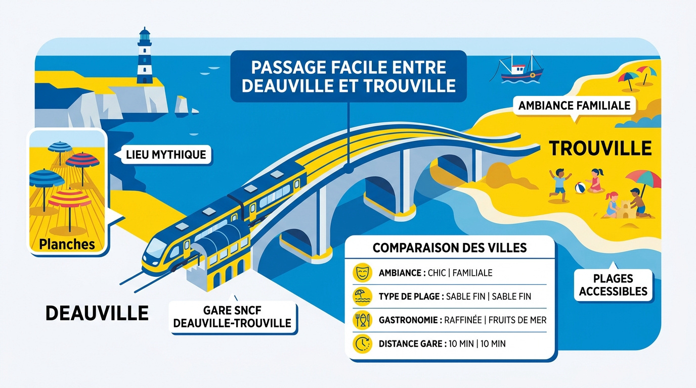 Comparaison entre les plages de Deauville et Trouville en Normandie