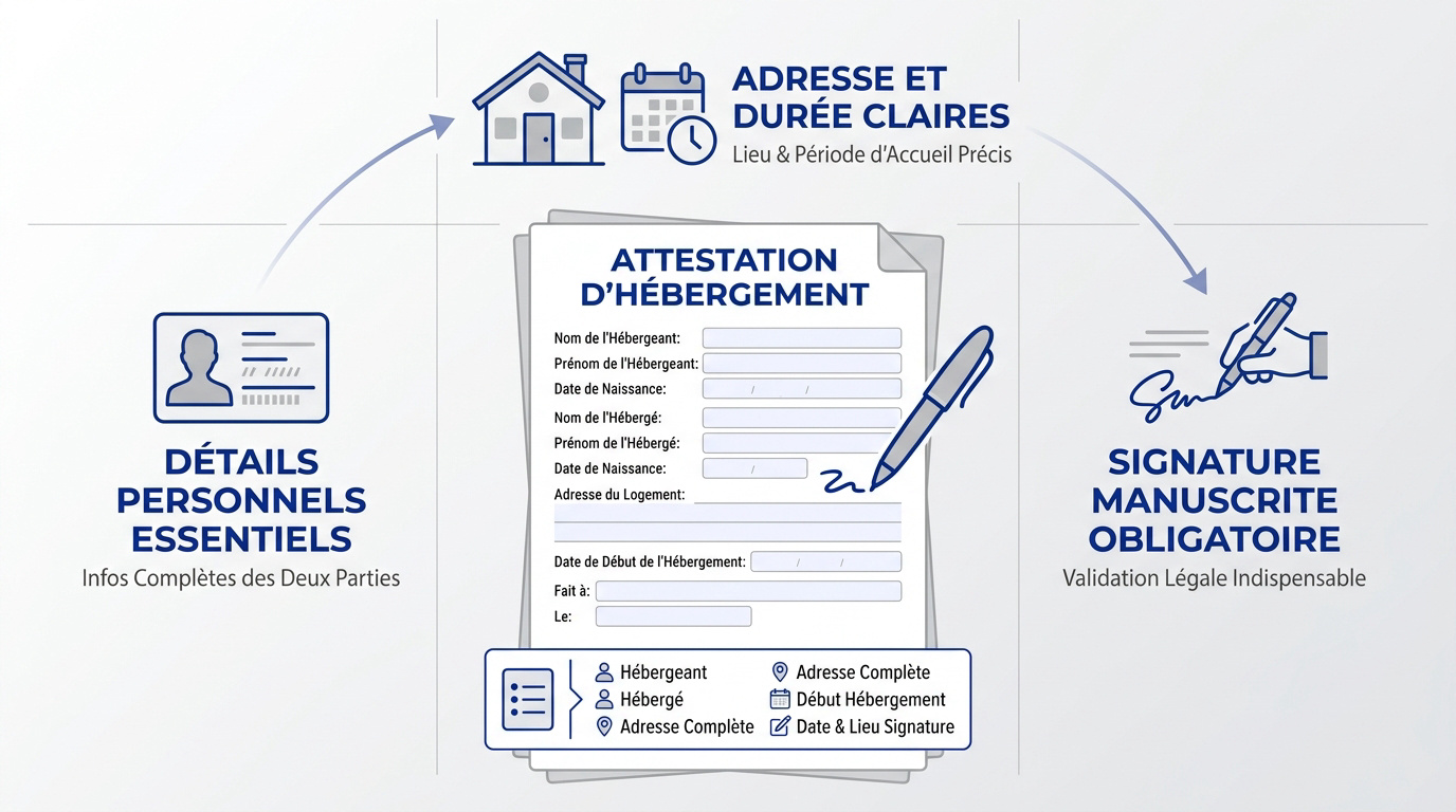 Étapes clés pour rédiger une attestation d'hébergement conforme en 2026
