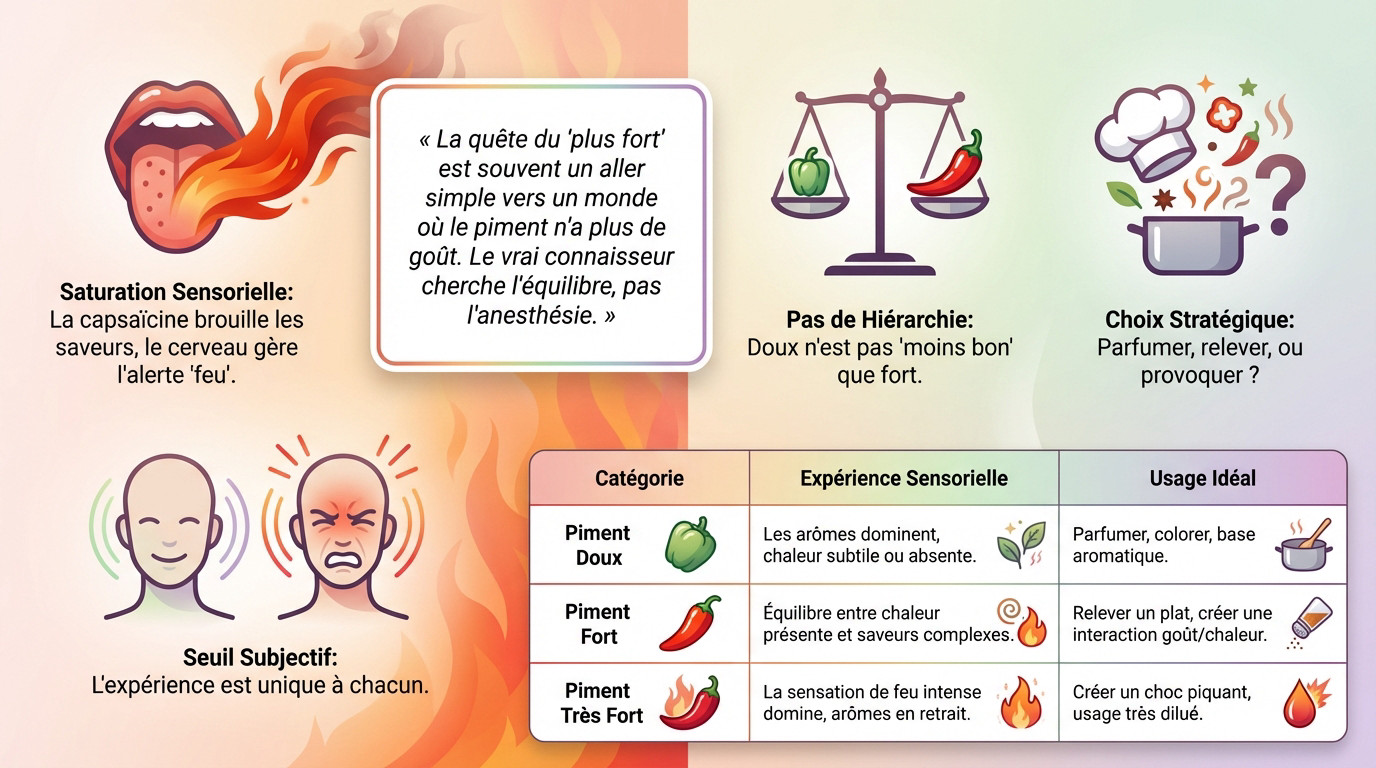 Illustration de l'équilibre entre la force du piment et la perception des saveurs