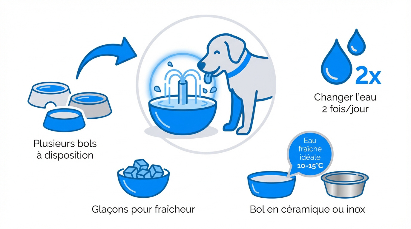 Chien buvant de l'eau fraîche en été