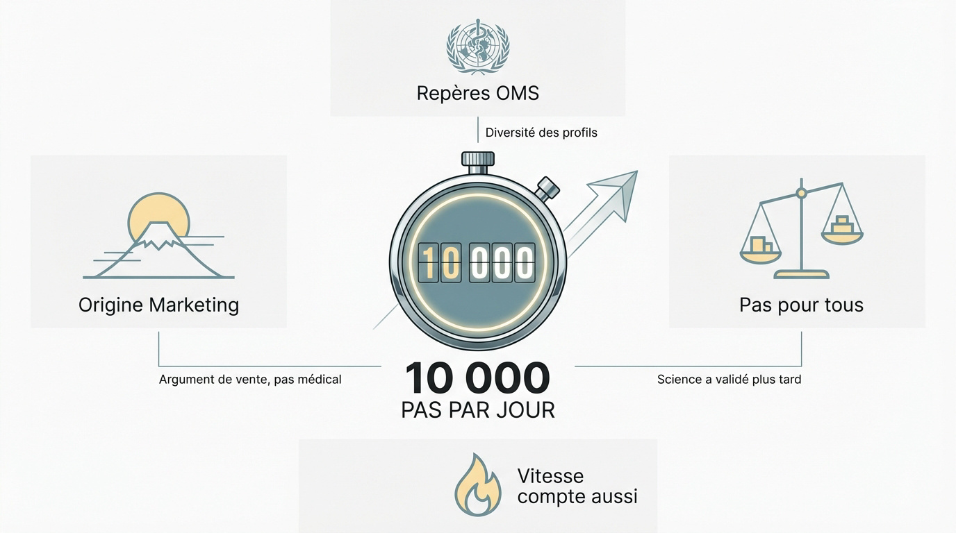 Podomètre vintage japonais illustrant l'origine marketing des dix mille pas