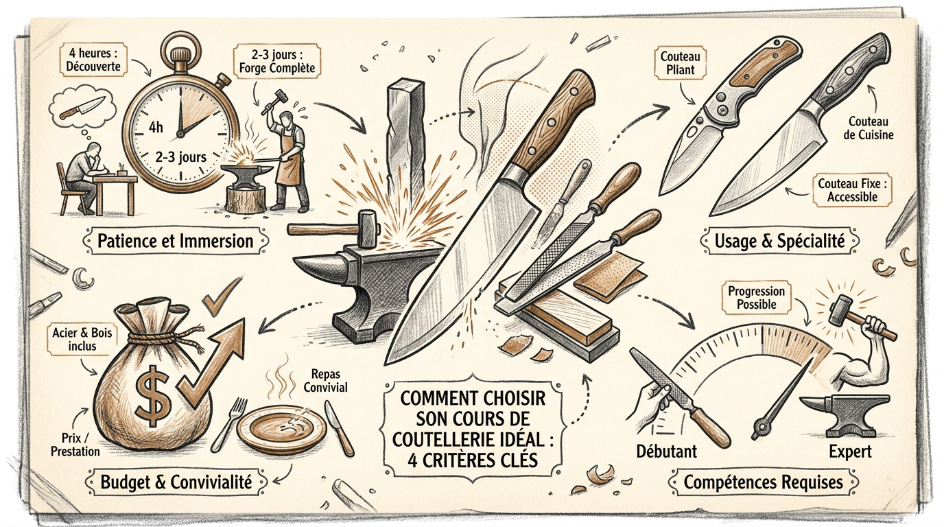 Infographie conseils pour choisir son atelier de fabrication de couteau