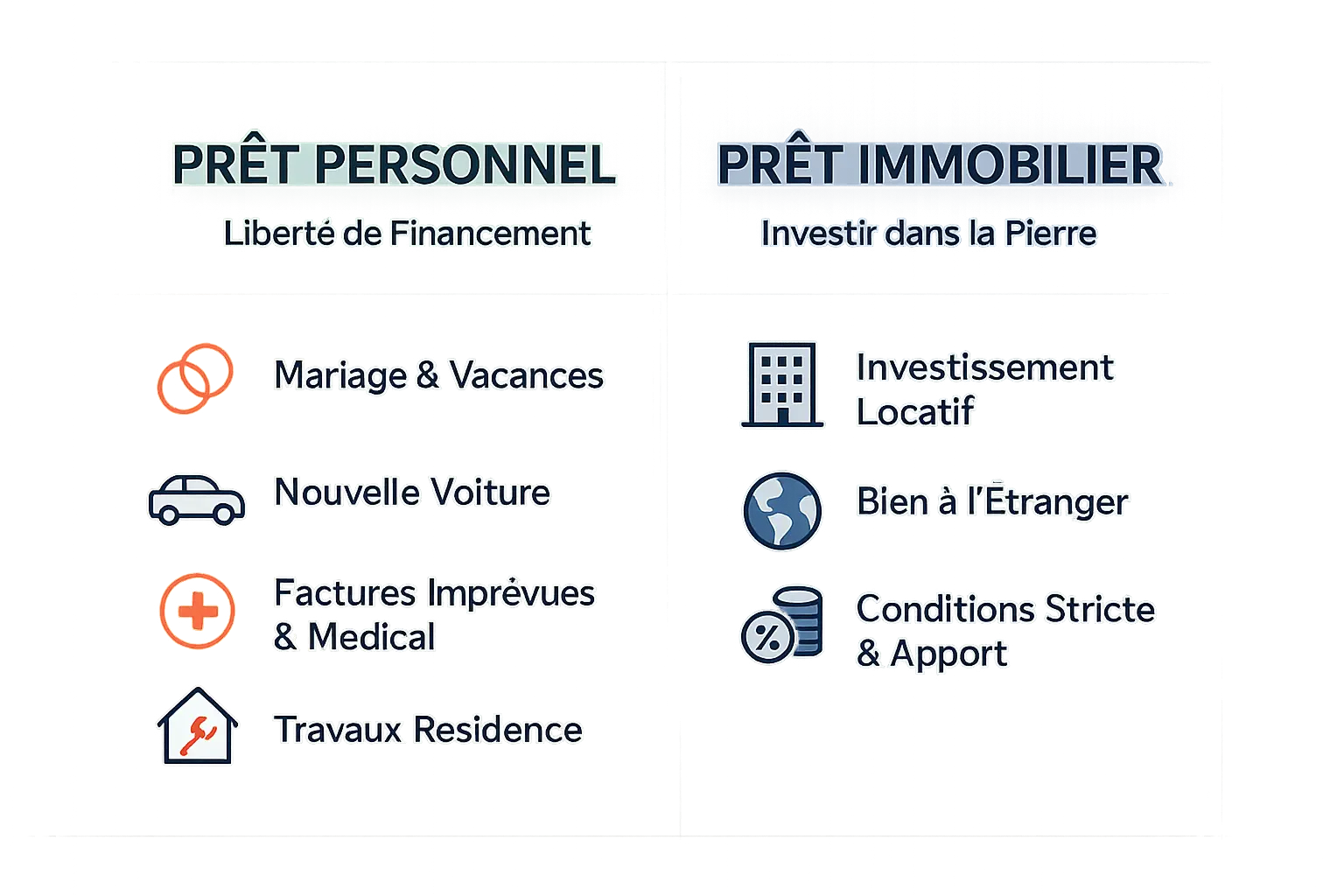 Comparaison prêt personnel et prêt immobilier