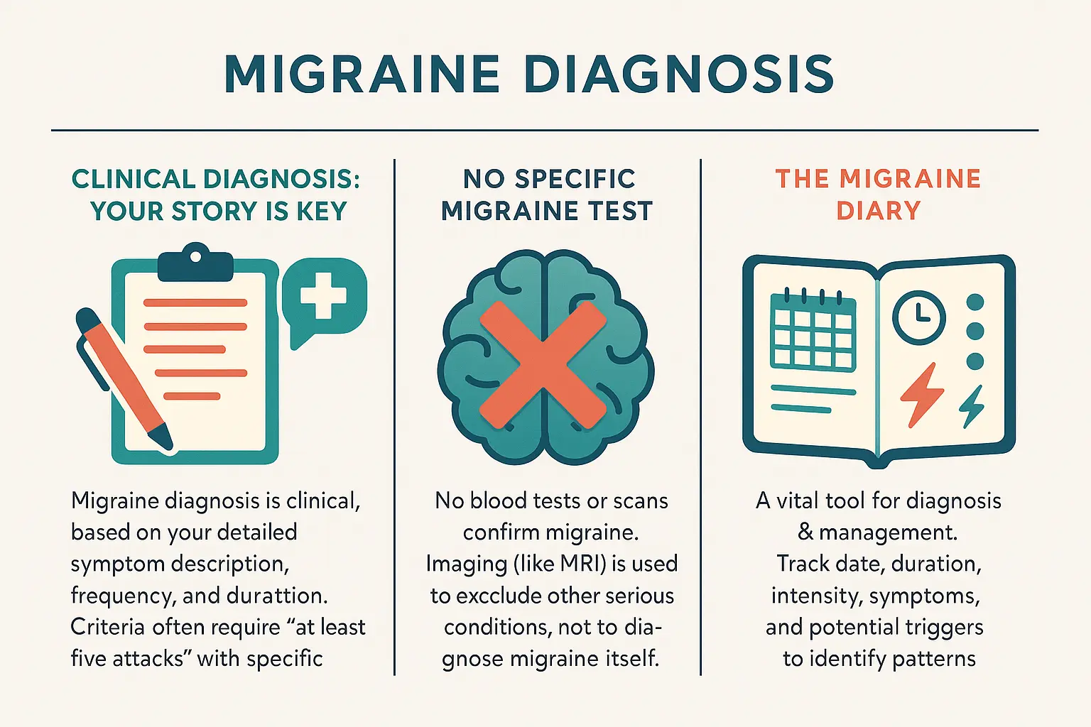 Migraine diagnosis factors illustration