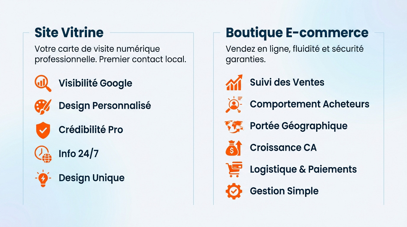 Comparaison des avantages entre un site vitrine et une boutique e-commerce