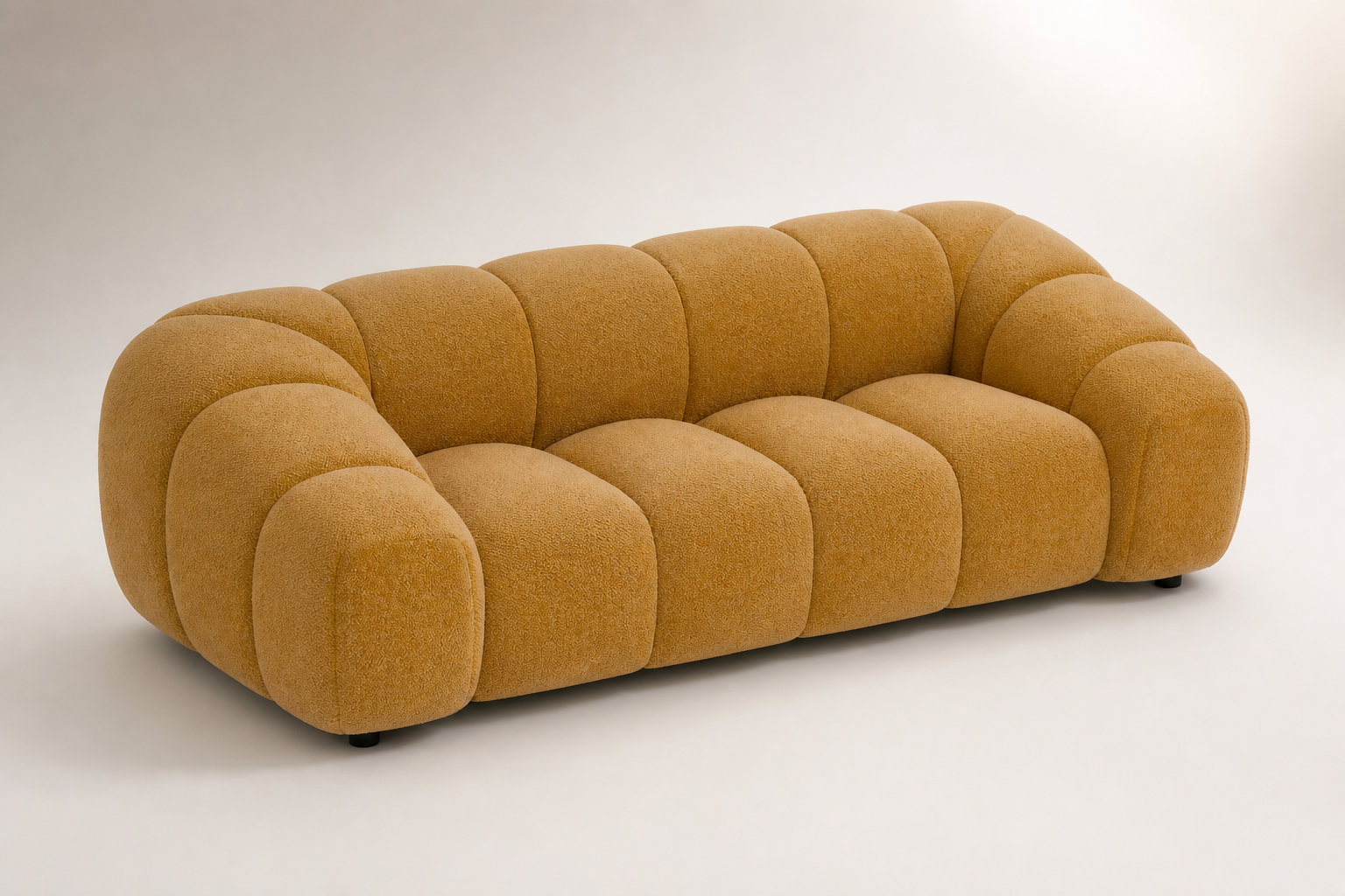 Canapé nuage 3 places en velours texturé jaune - AVA : éclat solaire