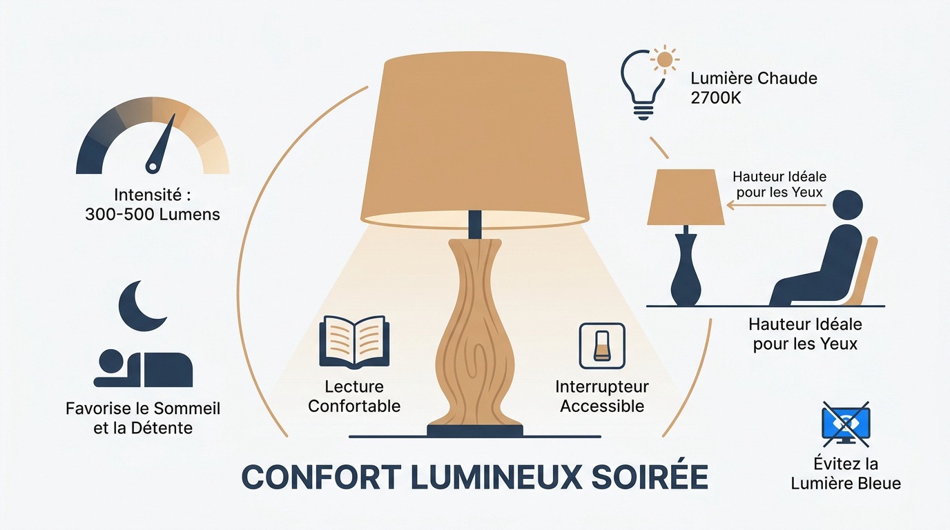 Lampe de chevet design diffusant une lumière chaude pour une lecture confortable dans une chambre