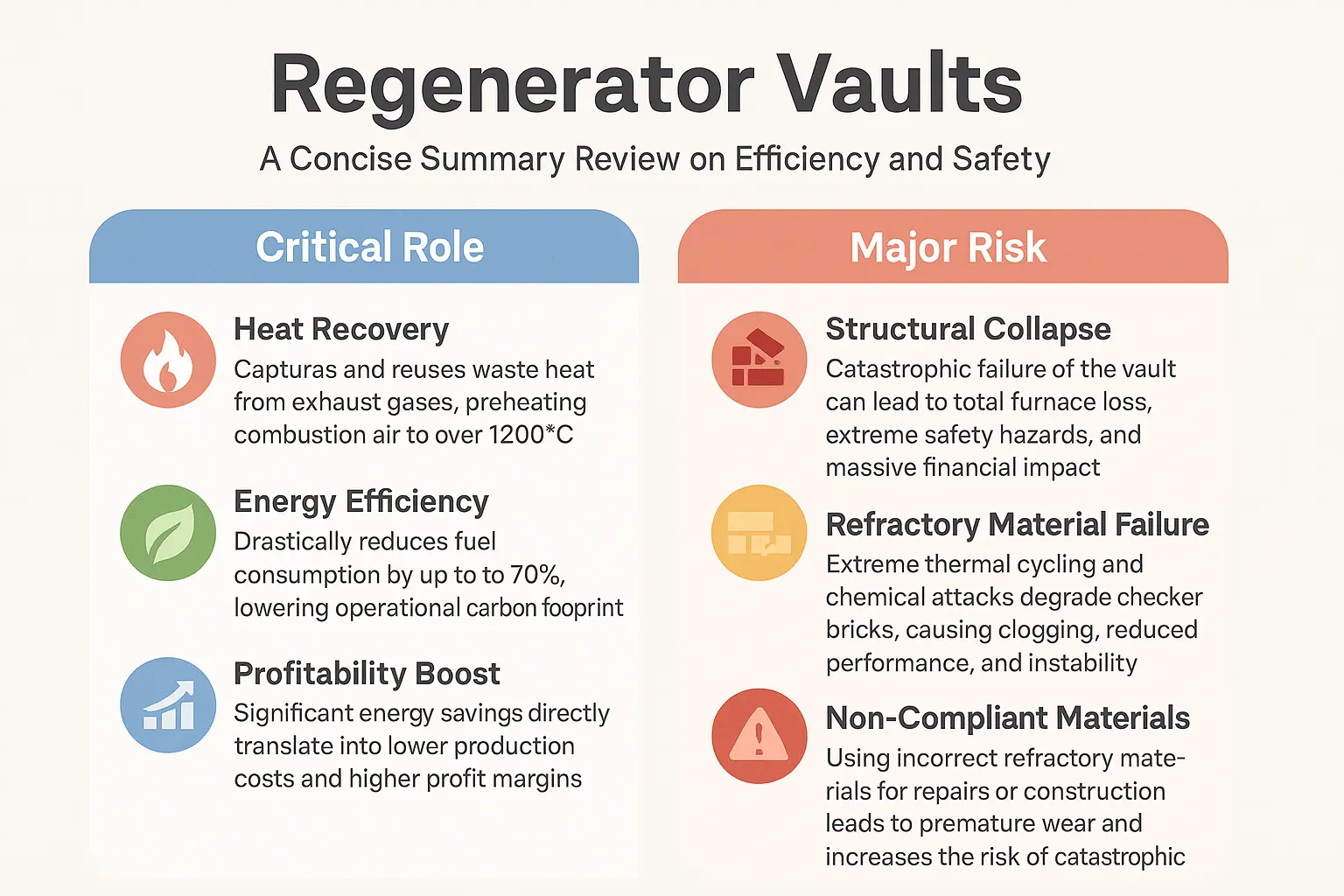 Regenerator vaults in a glass furnace