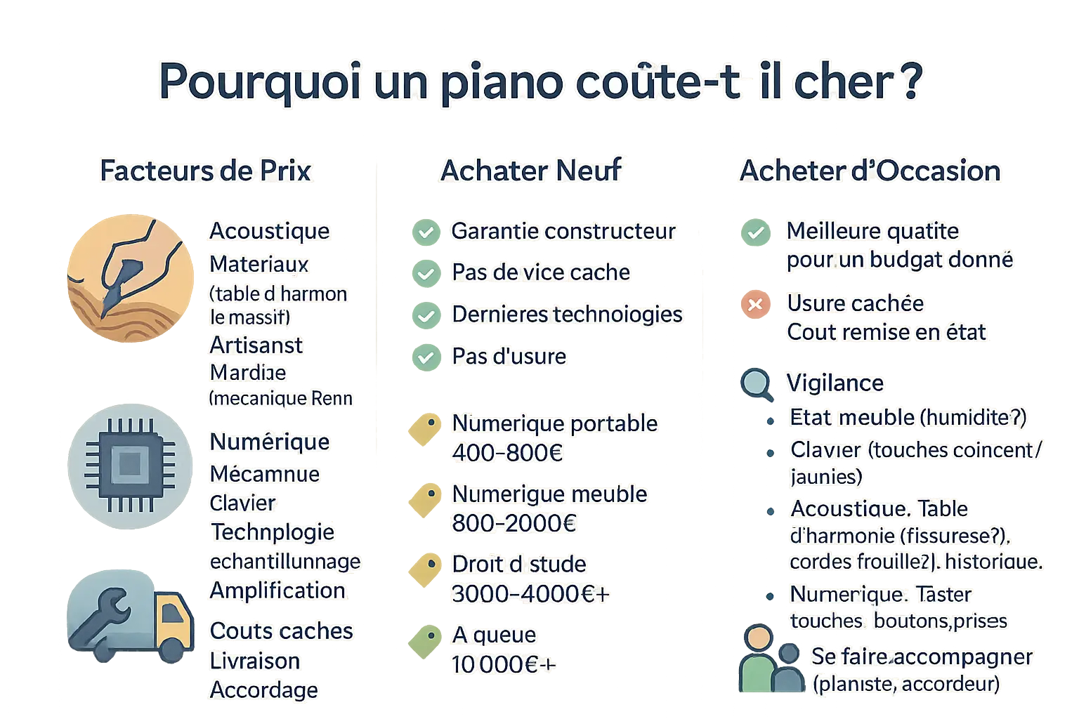 Piano avec touches et mécanisme