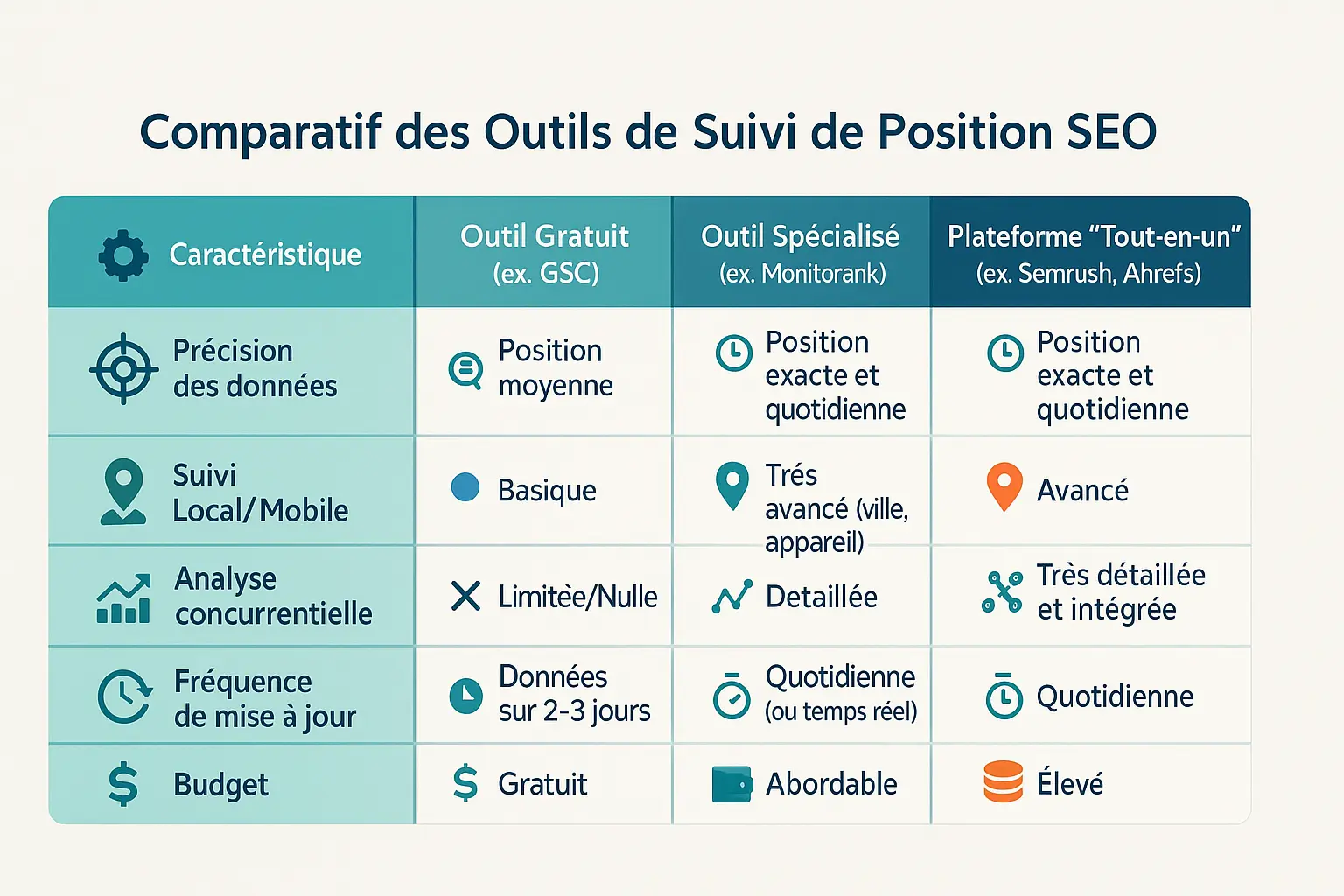 <strong>Comparatif des outils de suivi de position SEO</strong>