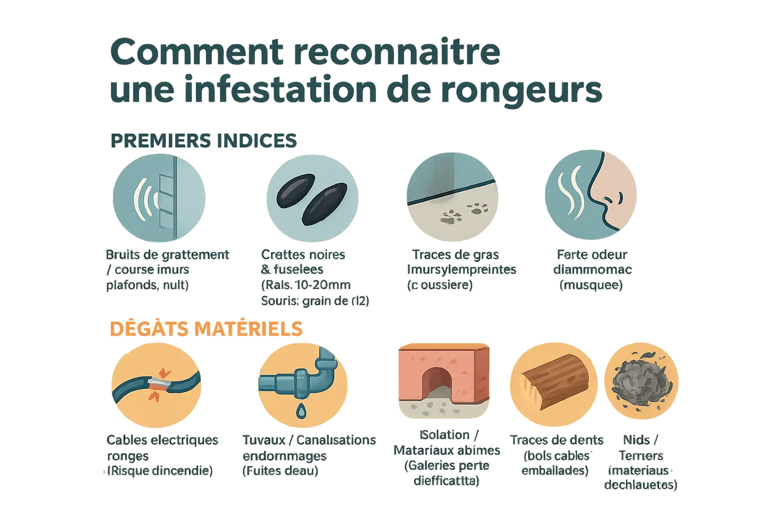 Signes d'infestation de rongeurs