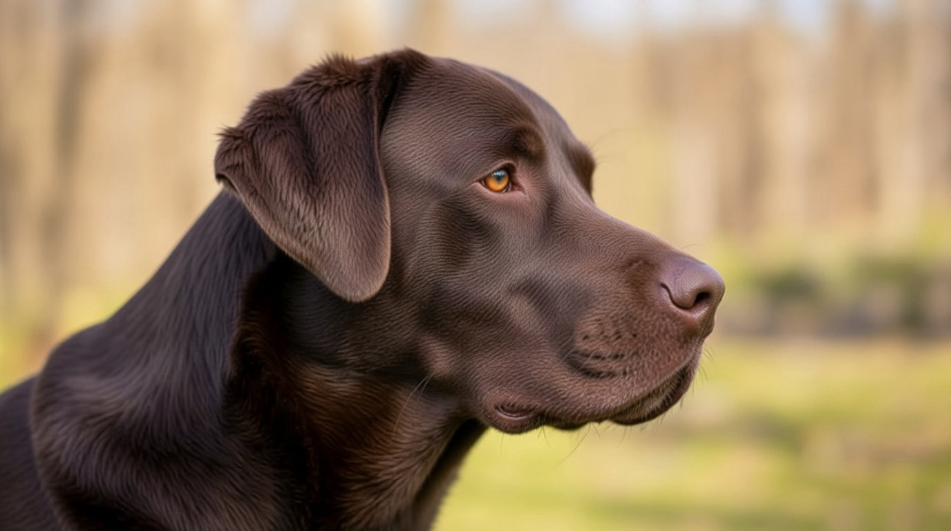 Profil en gros plan d'un Labrador chocolat