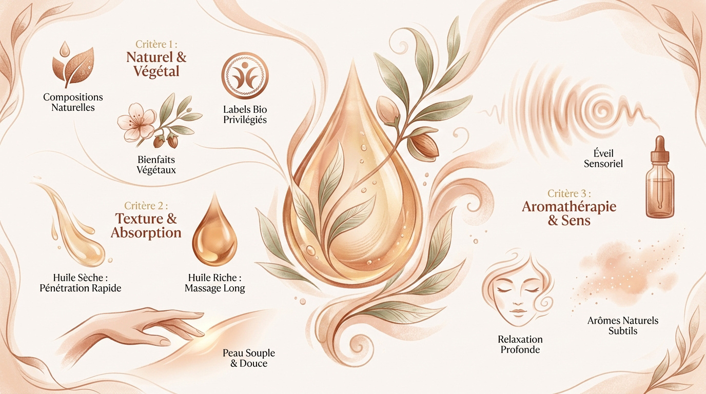 Critères de sélection pour une huile de massage corporelle naturelle et sensorielle