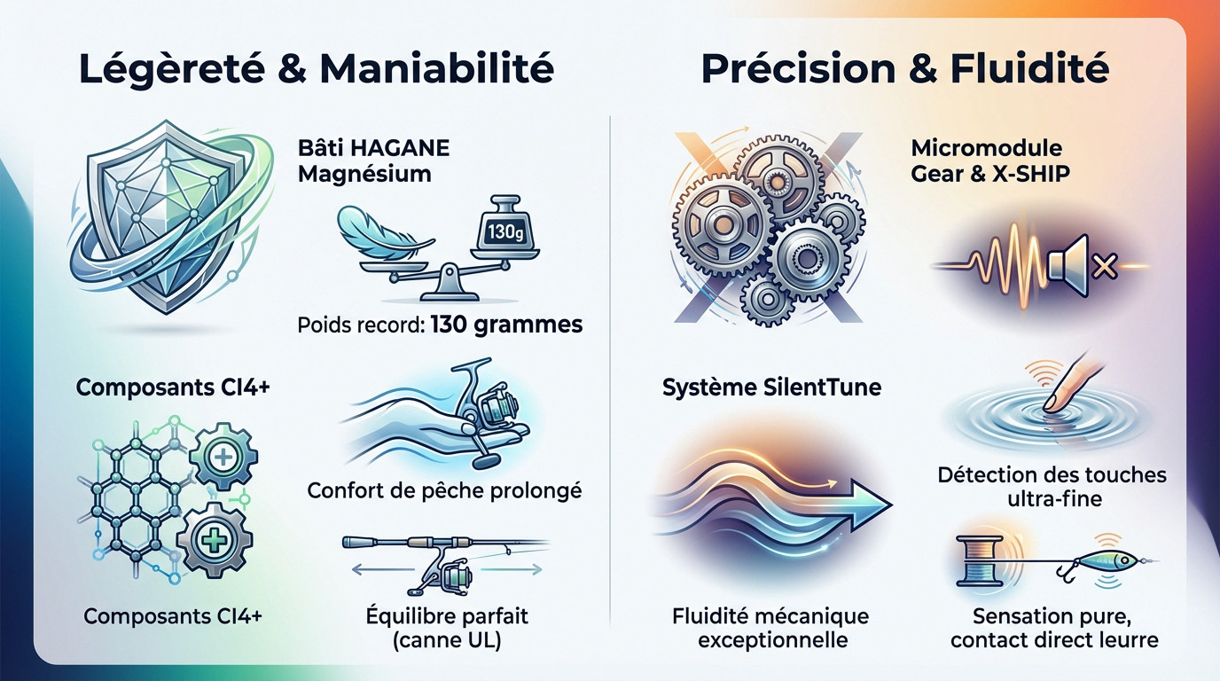 Shimano Aldebaran BFS moulinet baitcasting ultra-léger 130g avec bâti Hagane