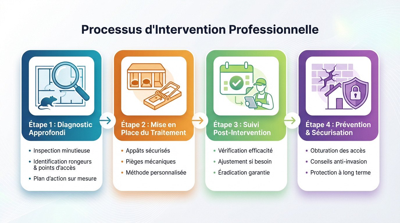Technicien réalisant un diagnostic avant dératisation