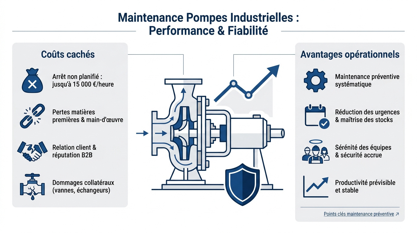 Technicien expert effectuant la maintenance préventive d'une pompe industrielle en milieu B2B