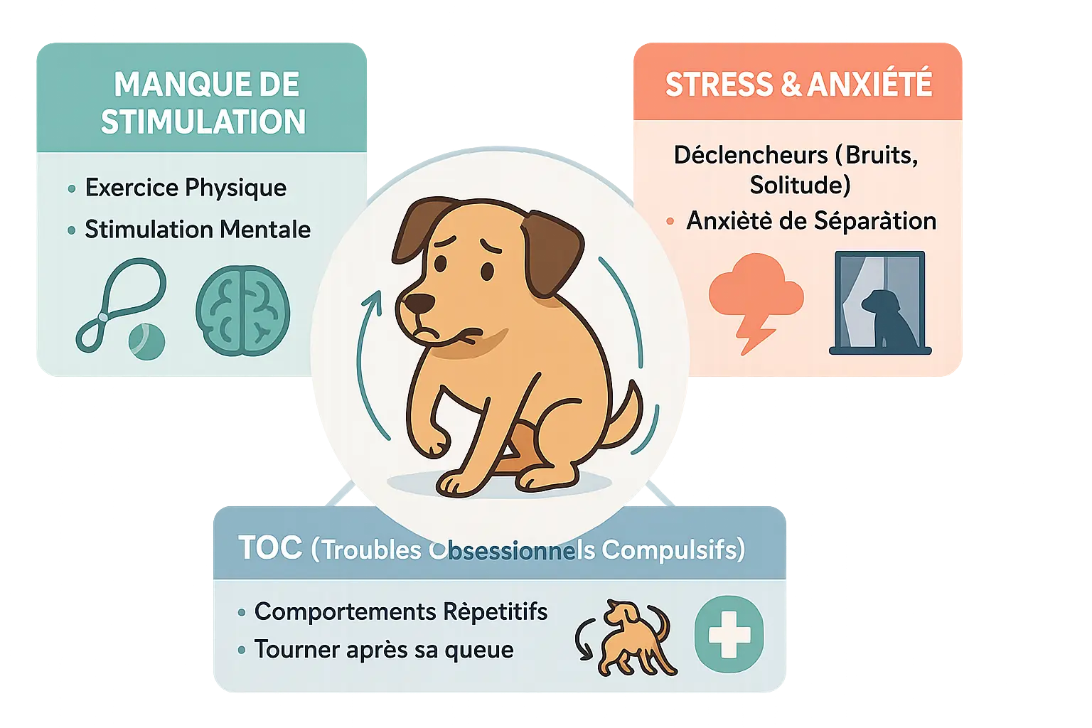 Illustration de détresse psychologique chez les chiens