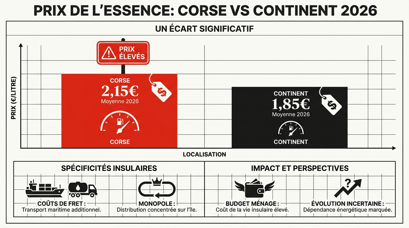 Prix essence Corse : tarifs et stations économiques Graphique prix essence Corse 2026