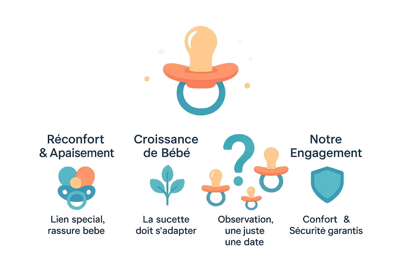 Illustration d'une sucette évolutive pour bébé