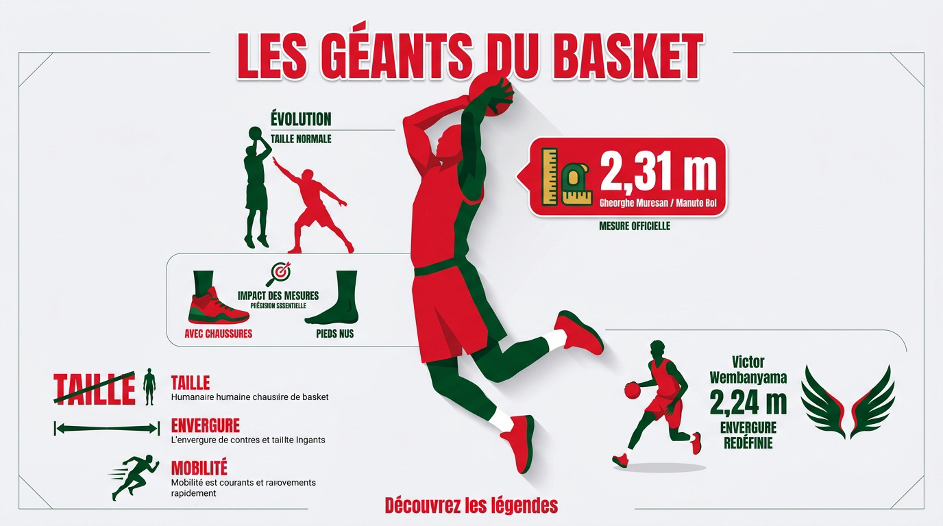 Comparaison de la taille et de l'envergure des plus grands basketteurs NBA