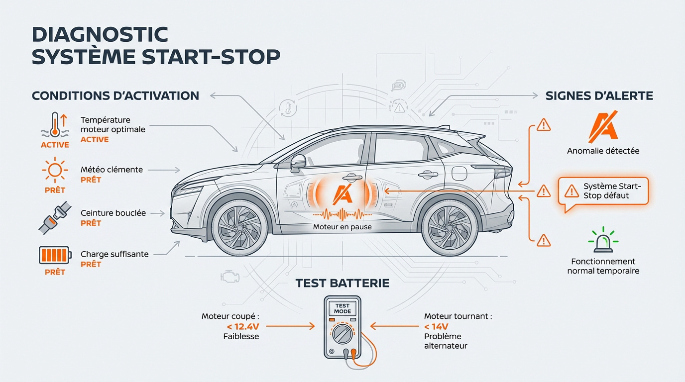 Diagnostic du tableau de bord Nissan Qashqai avec voyant start-stop
