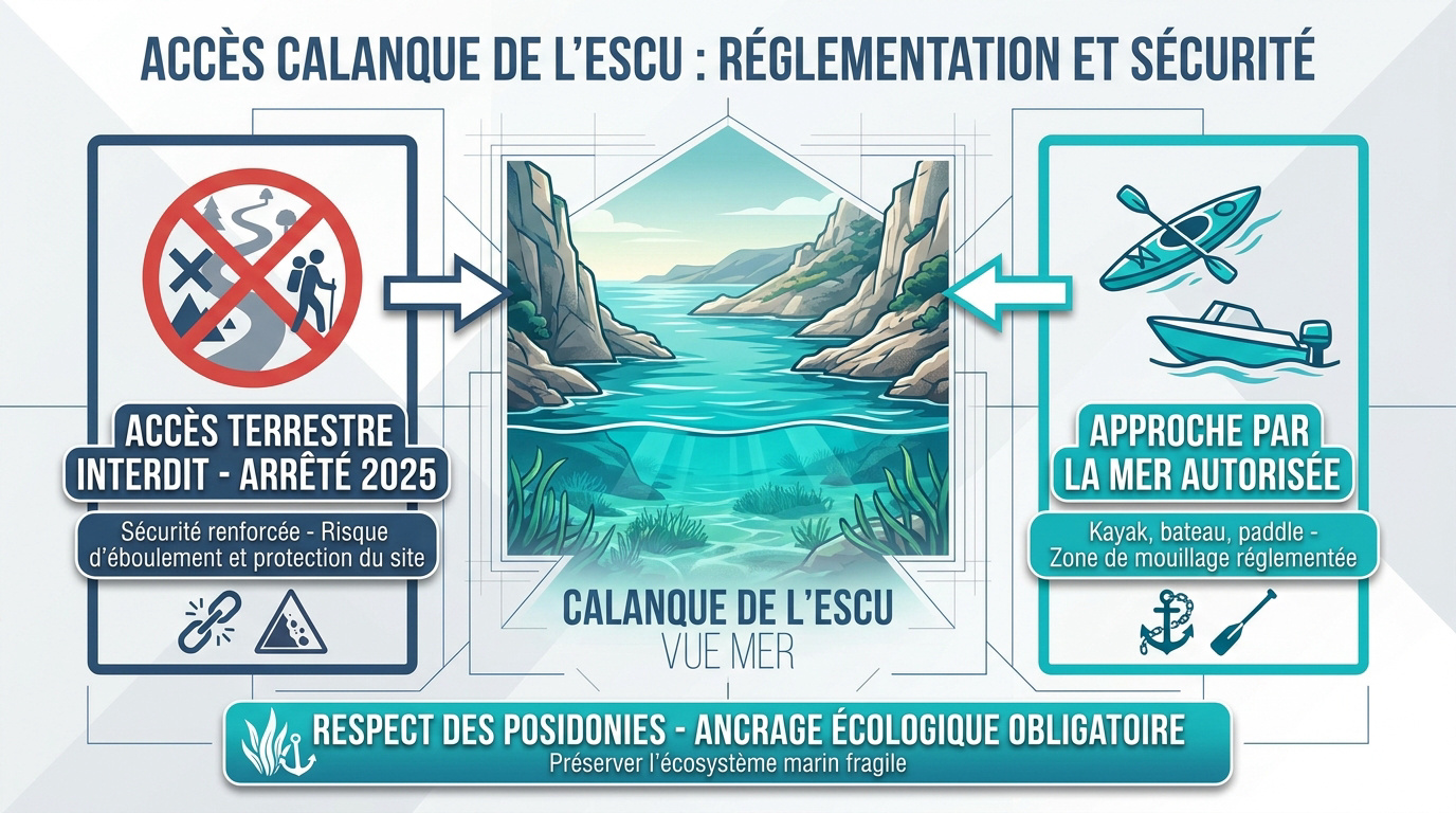 Réglementation et falaises de la calanque de l'Escu