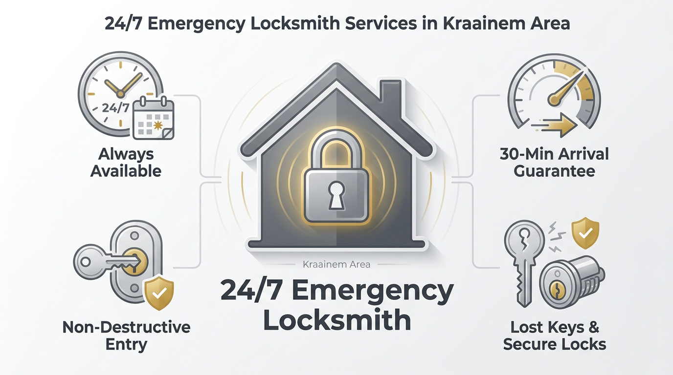 Professional locksmith technician performing emergency door opening in Kraainem