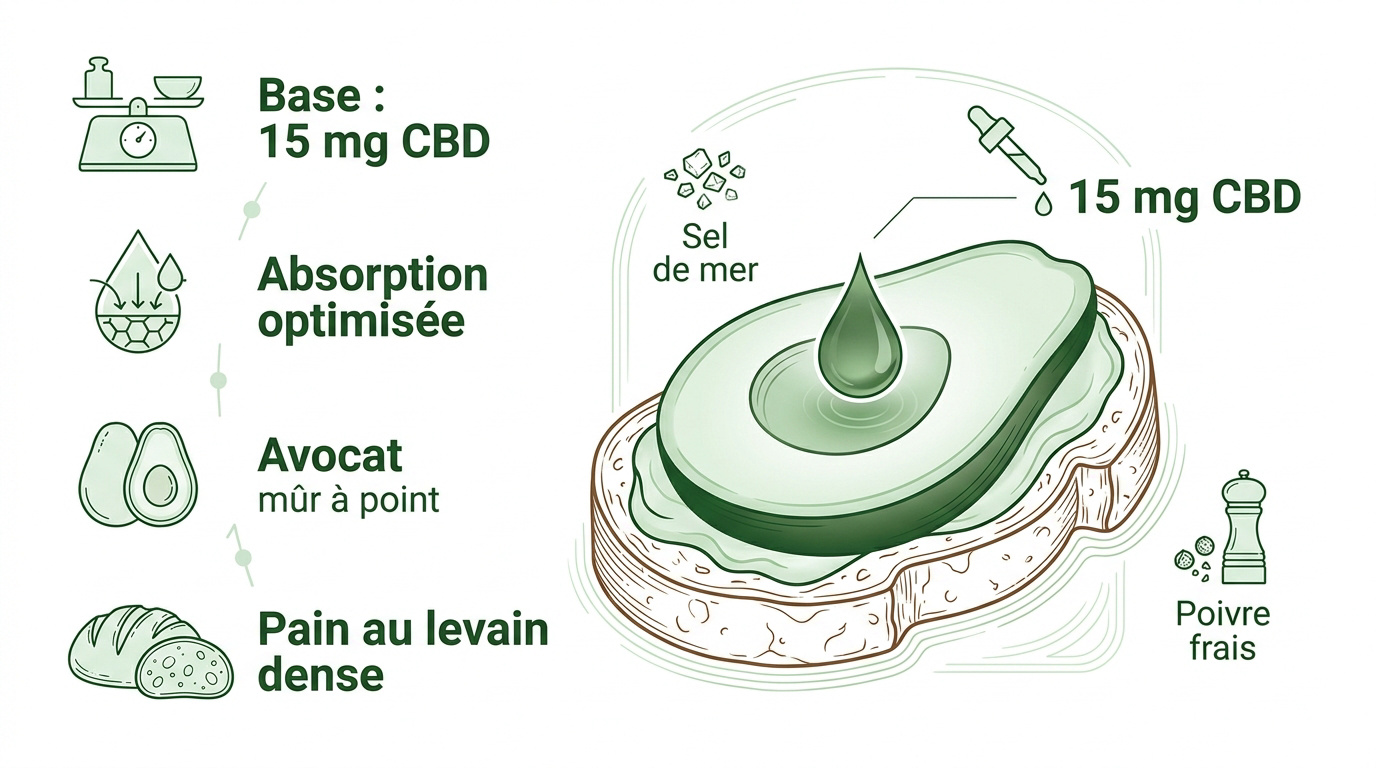 Infographie explicative pour réussir votre avocado toast au CBD sans THC