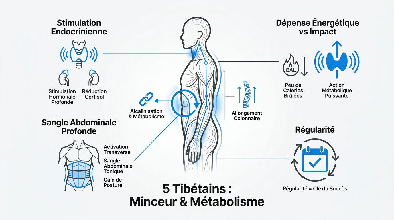 Pratique des 5 tibétains pour l'optimisation du métabolisme et la perte de poids