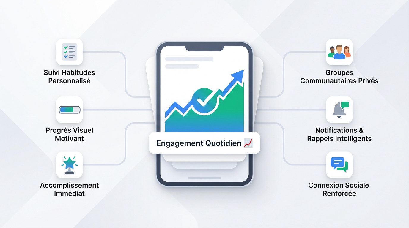 Interface de suivi des habitudes et communauté pour coach sportif