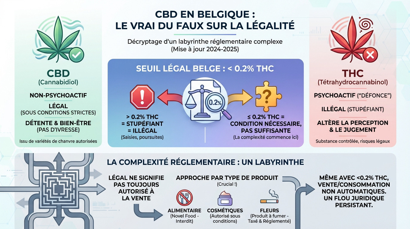 Législation <strong>CBD</strong> Belgique : ce qui est autorisé et interdit concernant le taux de <strong>THC</strong>