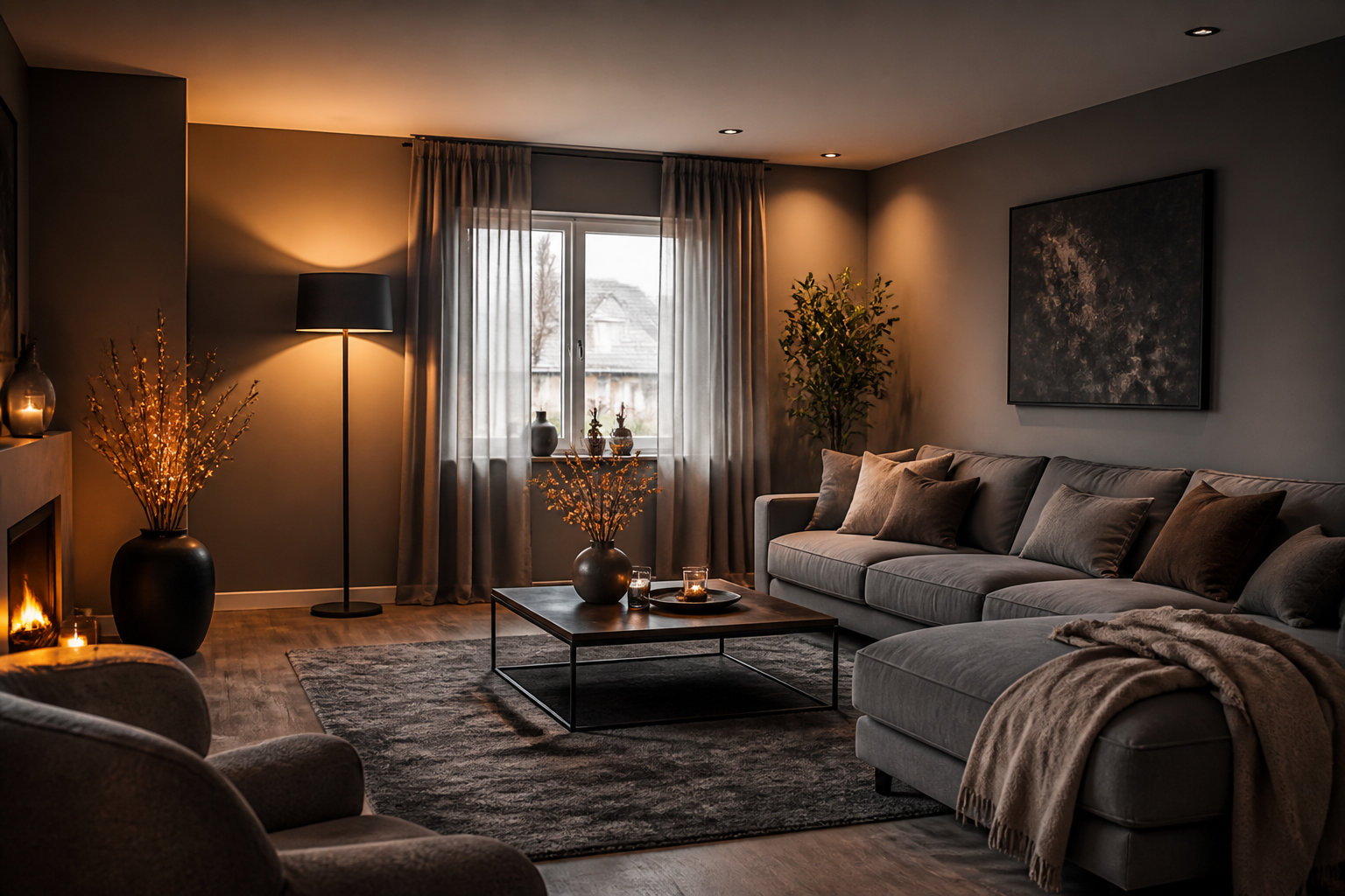 Comment rendre un salon gris plus chaleureux avec l'éclairage ?
