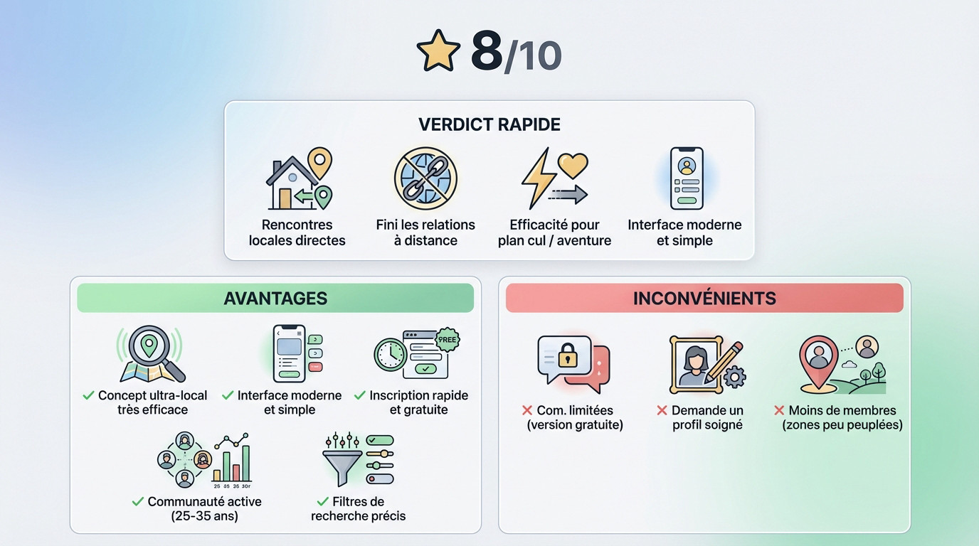 Interface du site de rencontre locale Voisins Solitaires sur mobile