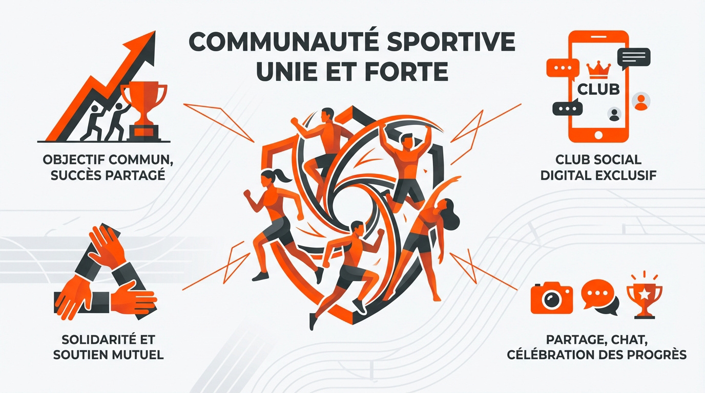 Membres d'un groupe sportif privé s'encourageant mutuellement