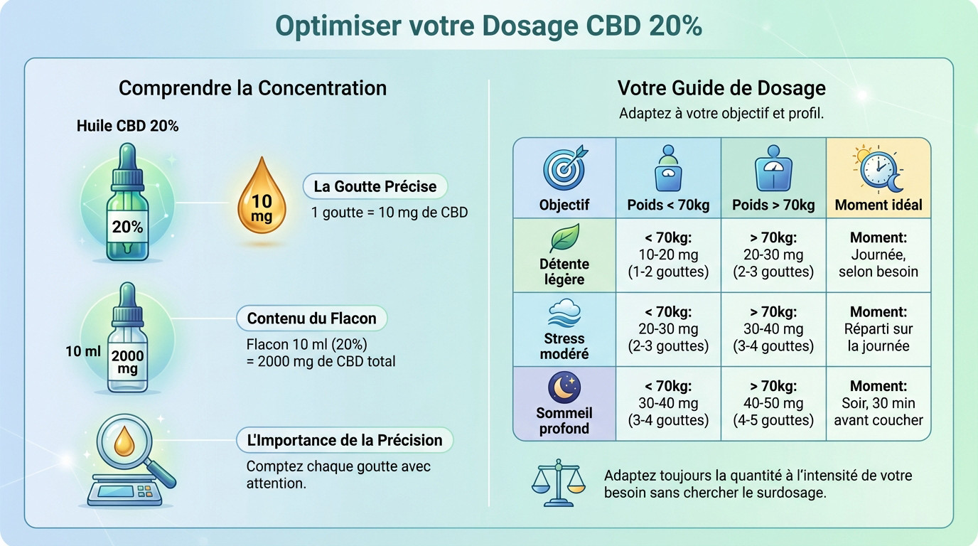 Dosage précis huile CBD 20% pipette
