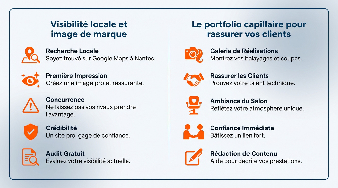 Avantages création site internet coiffeur Nantes visibilité et réservation