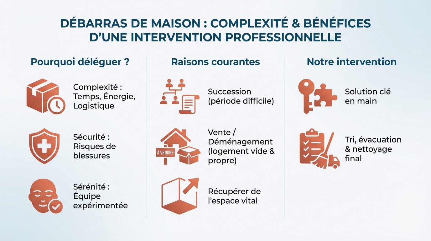 Professionnels effectuant un débarras de maison complet et sécurisé