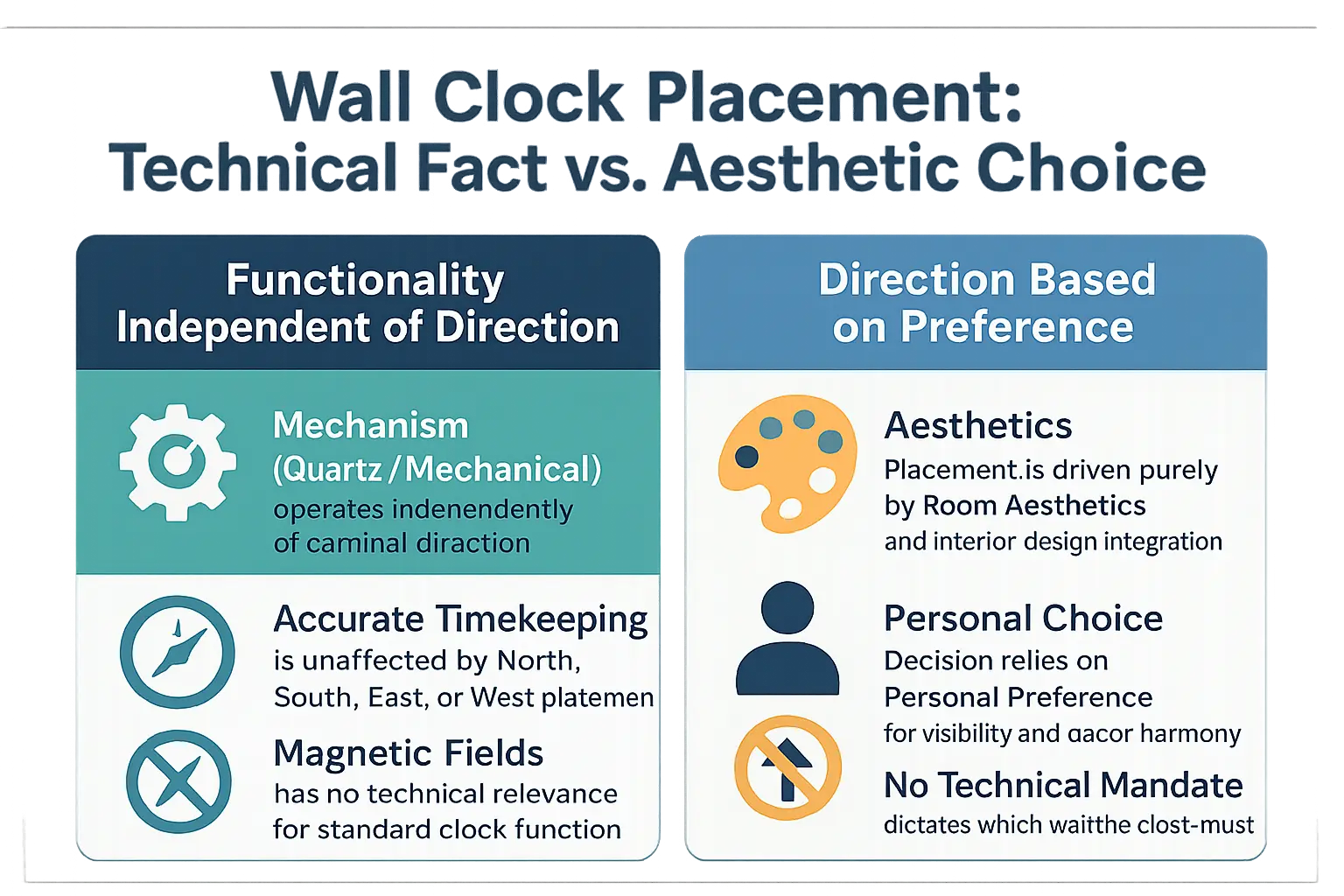 Wall clock placement: technical facts vs. aesthetic considerations